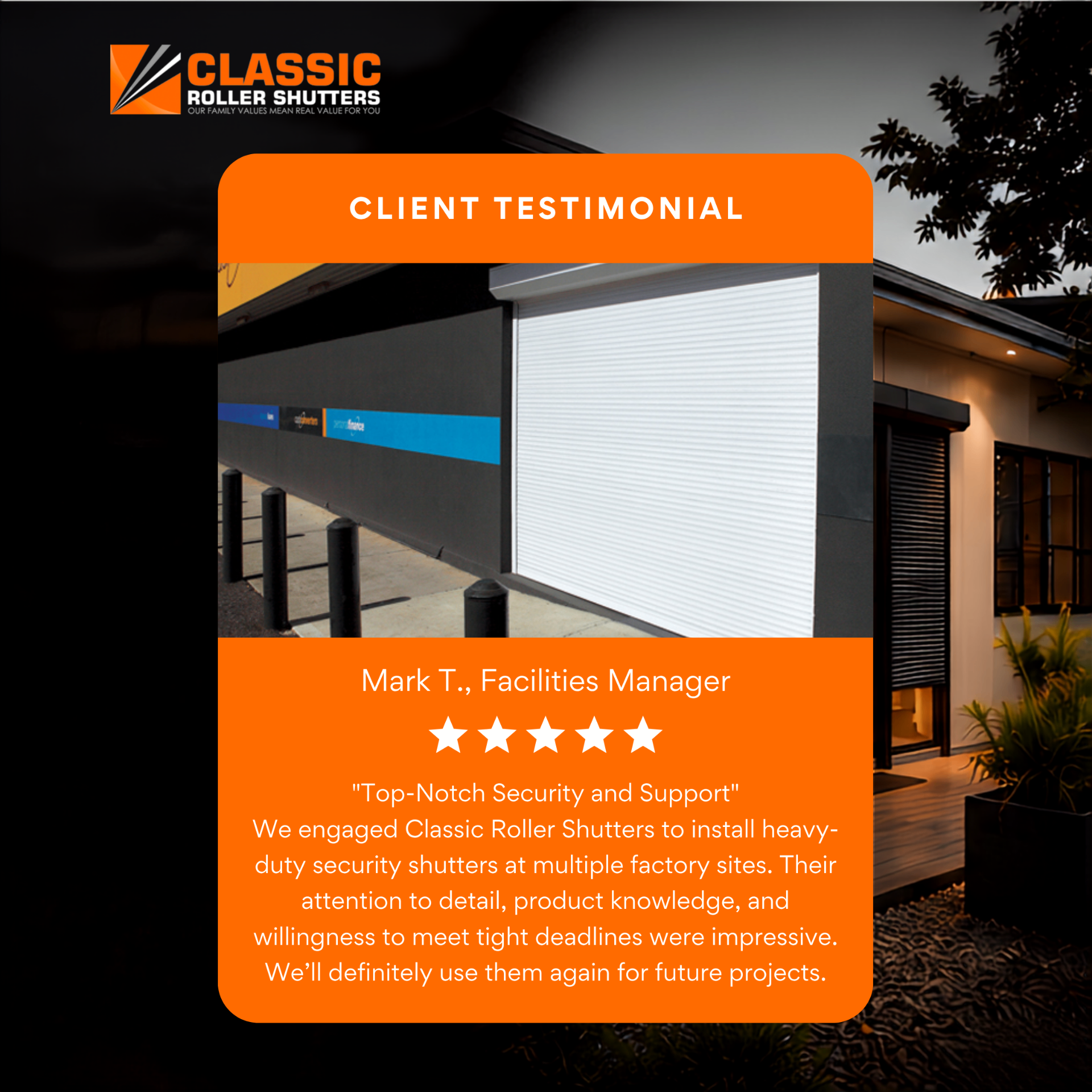 Client testimonial — Mark T., Facilities Manager